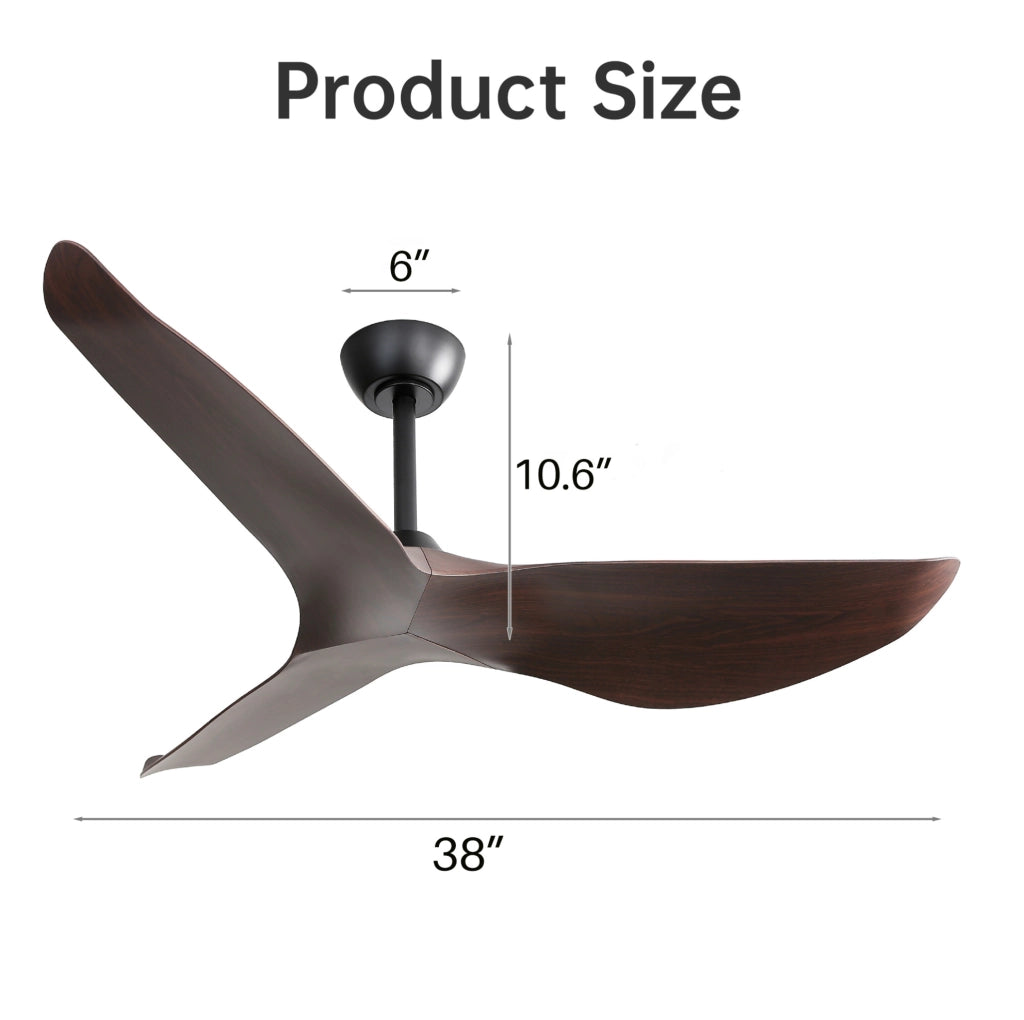 VENTILATORE DA SOFFITTO Reversibile 96 cm Nero in ABS senza illuminazione