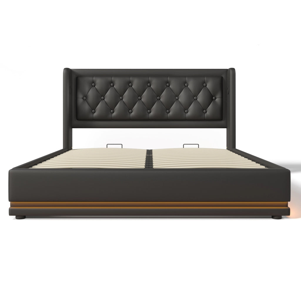 Letto matrimoniale 160x200 cm nero con contenitore