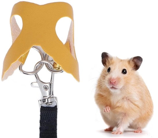 Abbigliamento per Hamster con Campanello - Set di Cinture - Materiale in Pelle Finta - Molto Comodo da Indossare - 3 Dimensioni - Per Escursioni all'Aperto - Abbigliamento per Animali di Compagnia