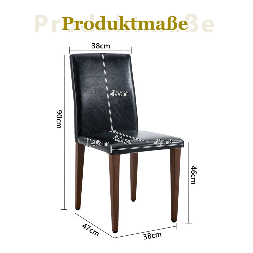 Set di 4 sedie da pranzo 106,5 x 48,5 x 39 cm nero e noce, PU e metallo