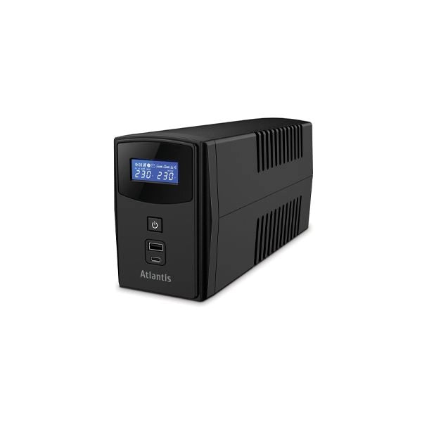 Ups atlantis a03-s1000p 1000va (600w) one power stepwave line interactive v-out 200-253vac batteria 12v 9a/h avr display lcd