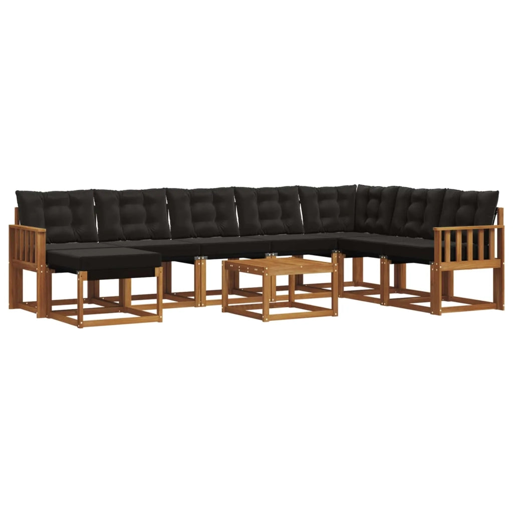 Set di divani da esterno con cuscino 9 pcs Naturale e Nero 3368975