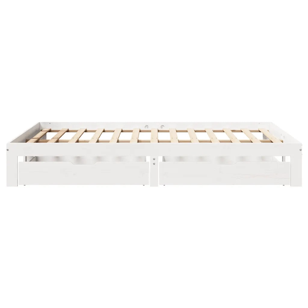 Giroletto con Cassetti Bianco 120x200 cm Legno Massello di Pino 3301947