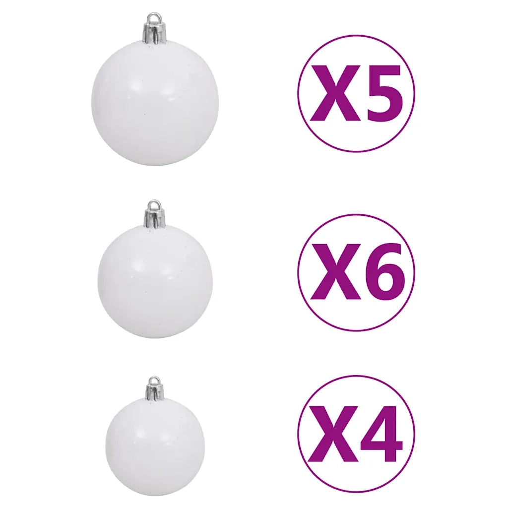 Albero di Natale Preilluminato con Palline Argento 150 cm PET 3077695
