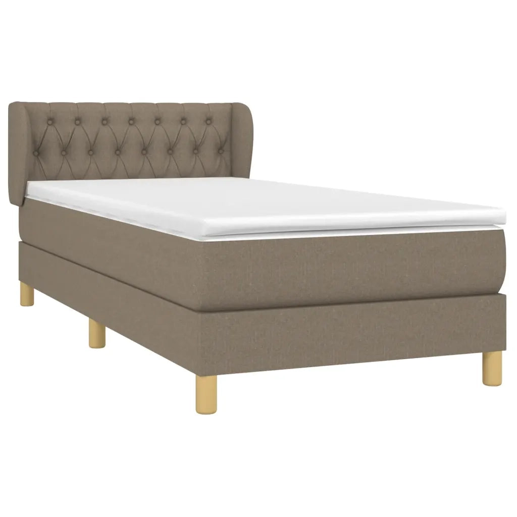 Letto singolo | Letto per adulti | Giroletto a Molle con Materasso Tortora 100x200 cm in Tessuto