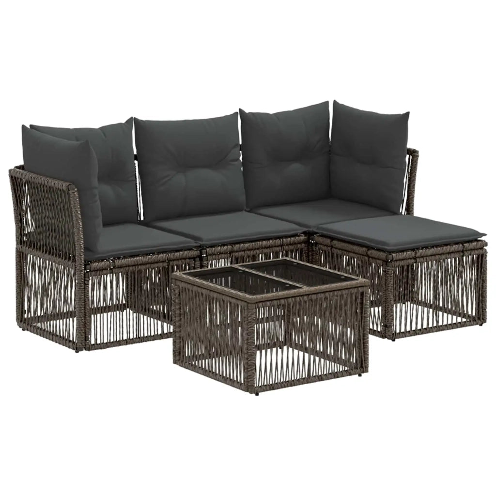 Set Divano da Giardino 5 pz Grigio polyrattan 3434201
