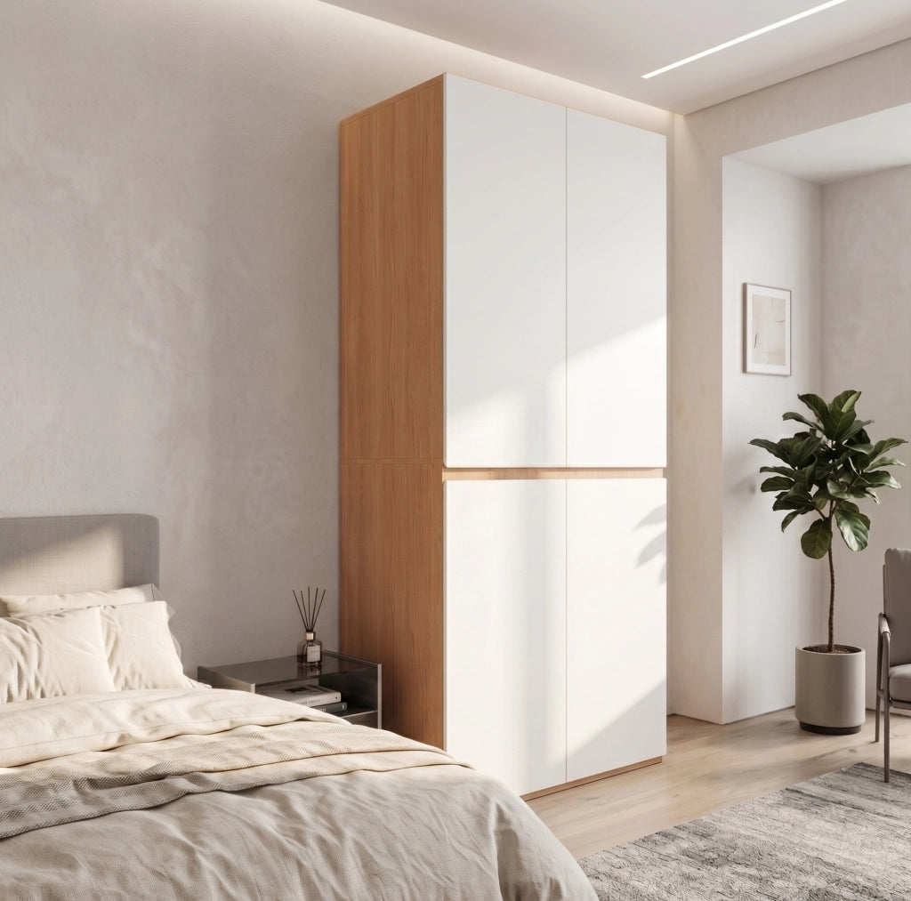Armadio guardaroba con cassetto portagioie; 90 x 50 x 200 cm; MDF e truciolare; bianco