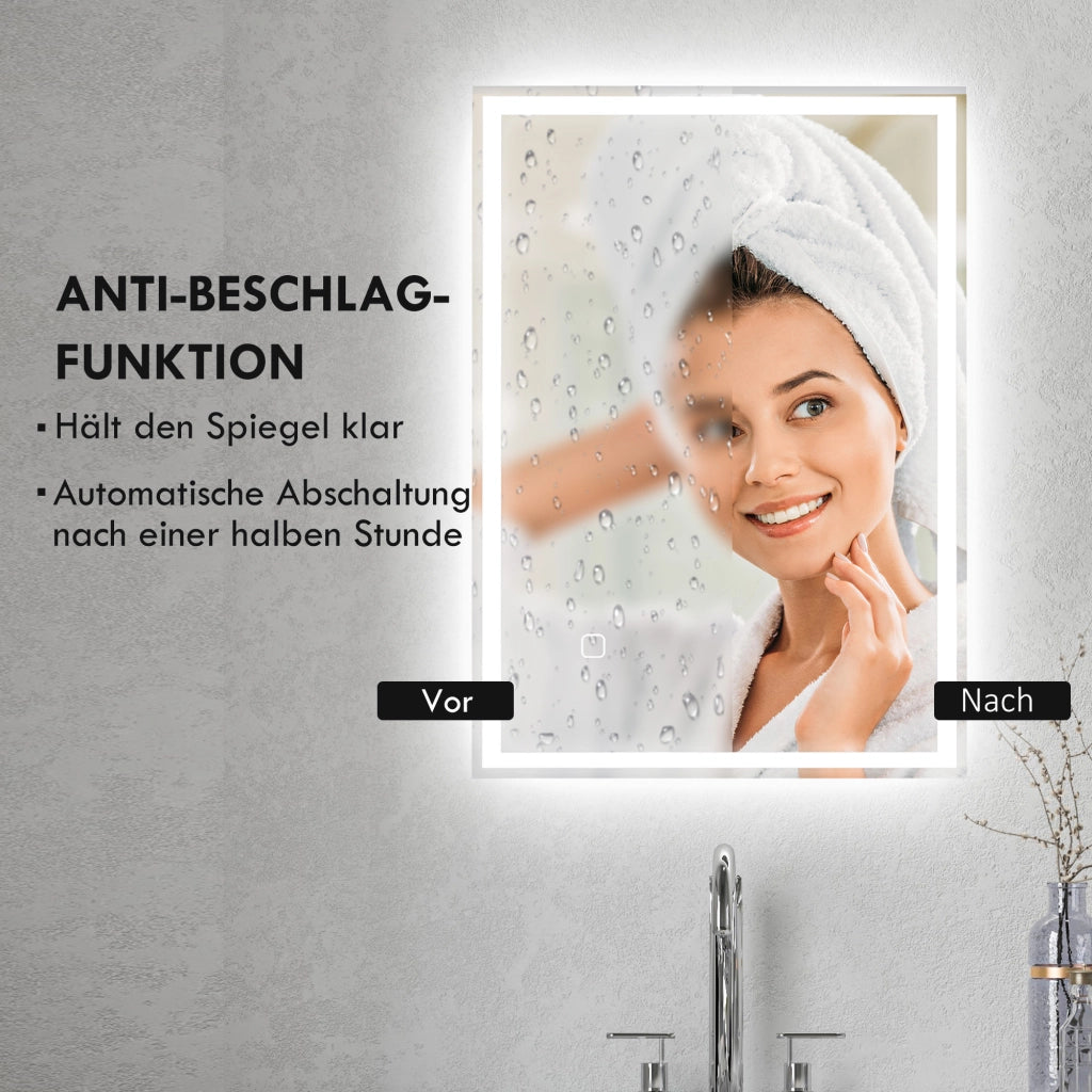 Specchio da Bagno LED con Interruttore a Tocco ¨C Minimal ¨C Bianco