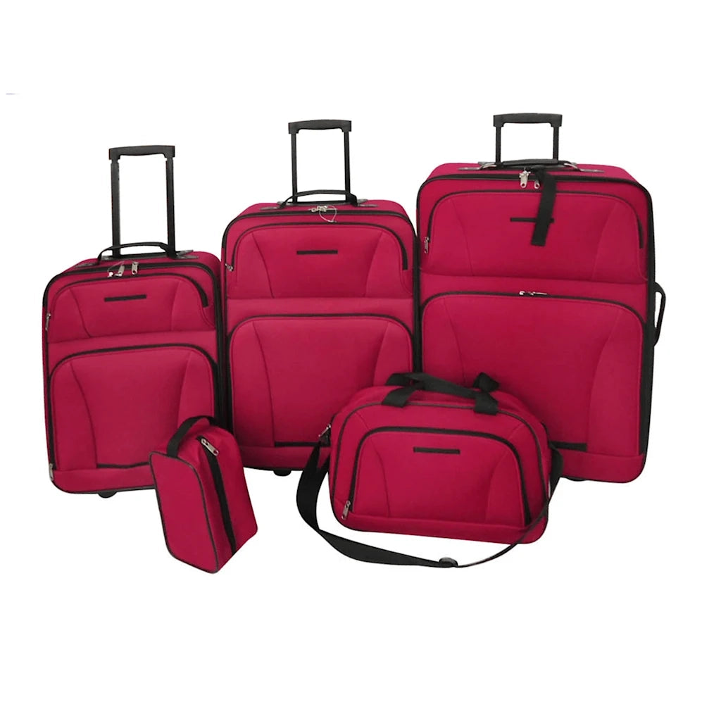 Set da Viaggio Trolley e Borse 5 pz Rosso 90155