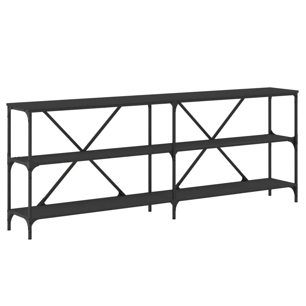 Tavolino Consolle | Tavolo d'Ingresso Nero 200x30x75 cm Legno Multistrato e Ferro