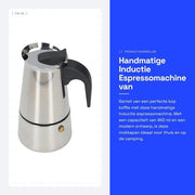 Macchina da caffè portatile a induzione - 450 ml - Caffettiera per camper - Design moderno - Canna da caffè - Fatto in acciaio inossidabile