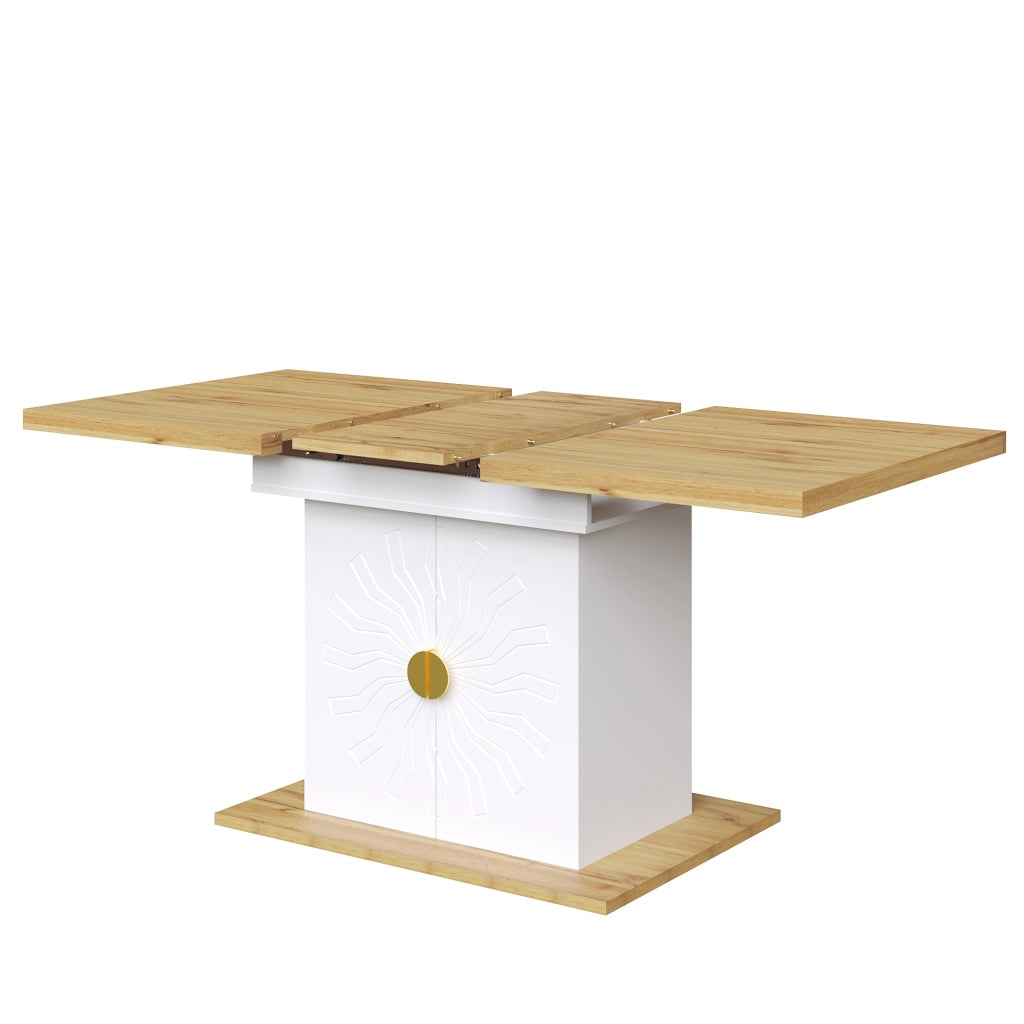 Tavolo allungabile con ripiani in MDF bianco