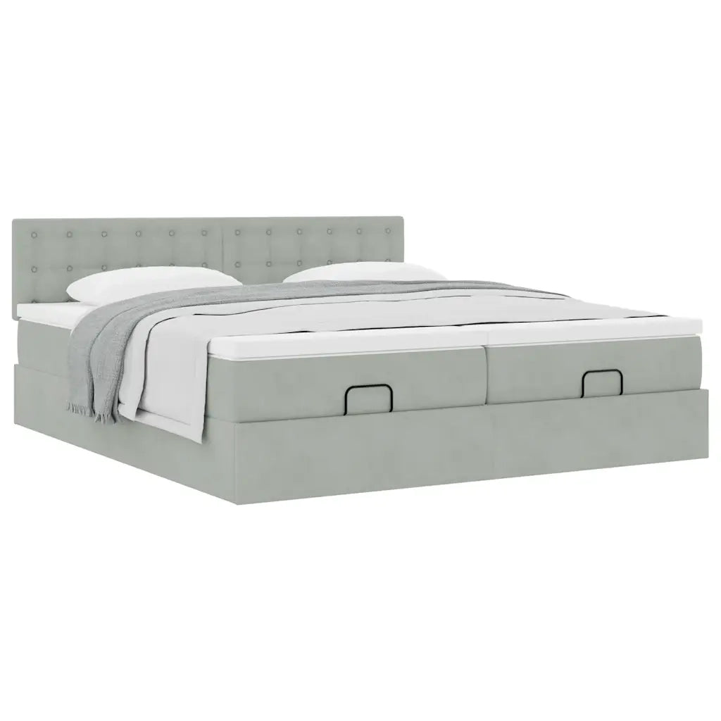 Struttura Letto Pouf con Materassi 200x200 cm Velluto
