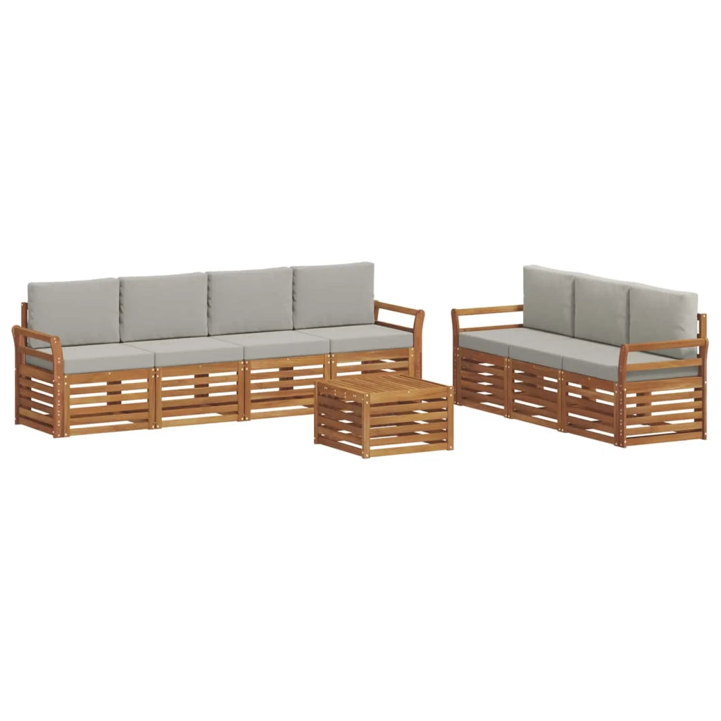 Set divani con cuscino 8 pcs Grigio Naturale e Chiaro 3374491