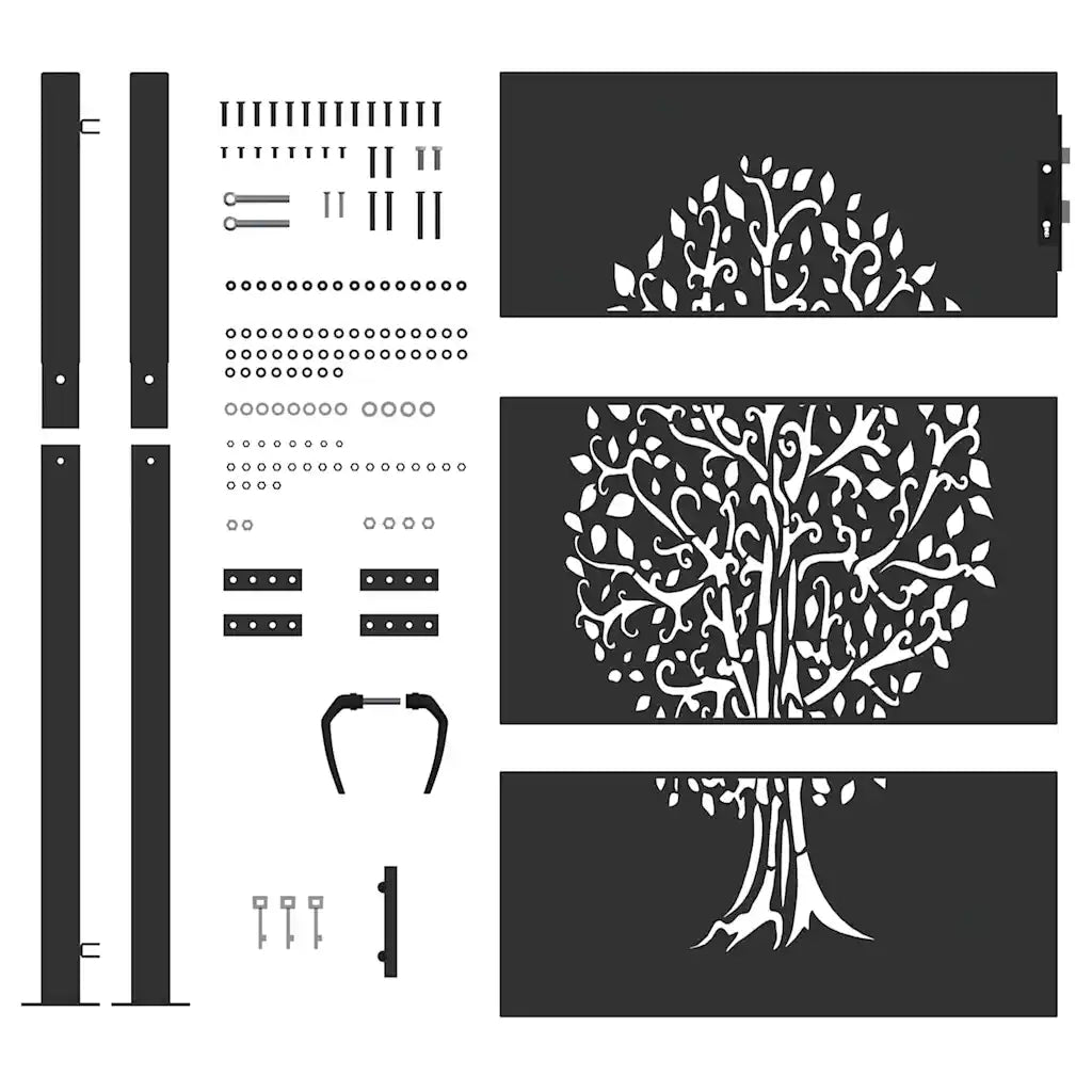 Cancello da giardino con blocco Nero 110 x 155 cm CFW3003709