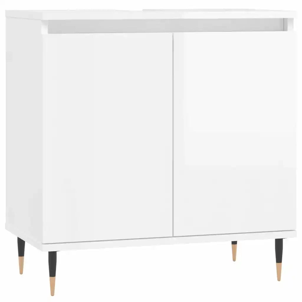 Mobiletto da bagno bianco lucido 58 x 33 x 60 cm ampio spazio contenitivo stile industriale legno composito bianco 02_0049015