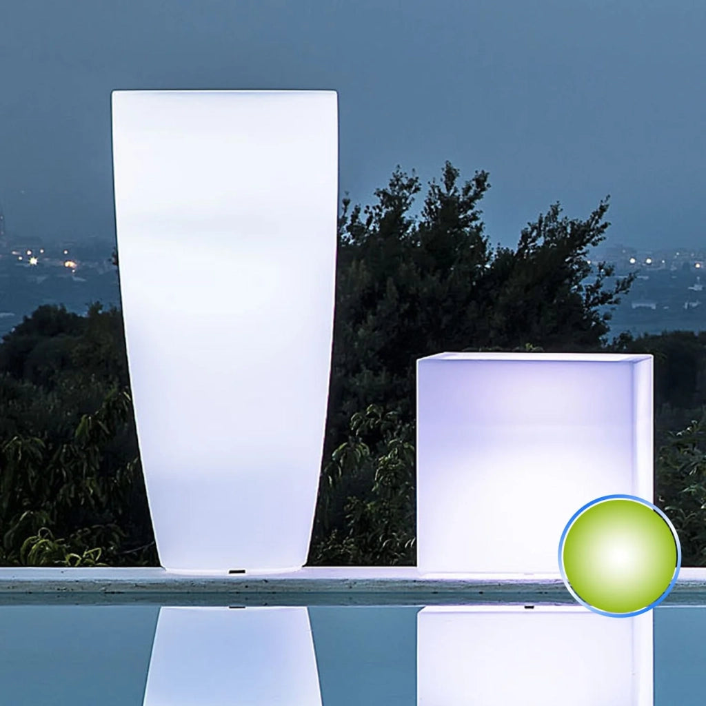 Vaso Agave Tondo Con Luce Verde H70 Ø 33Cm