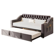 Letto divano estraibile 90 × 190 e 180 × 190 cm 1/2 posti; USB; porta tipo C e vani; senza materasso; grigio