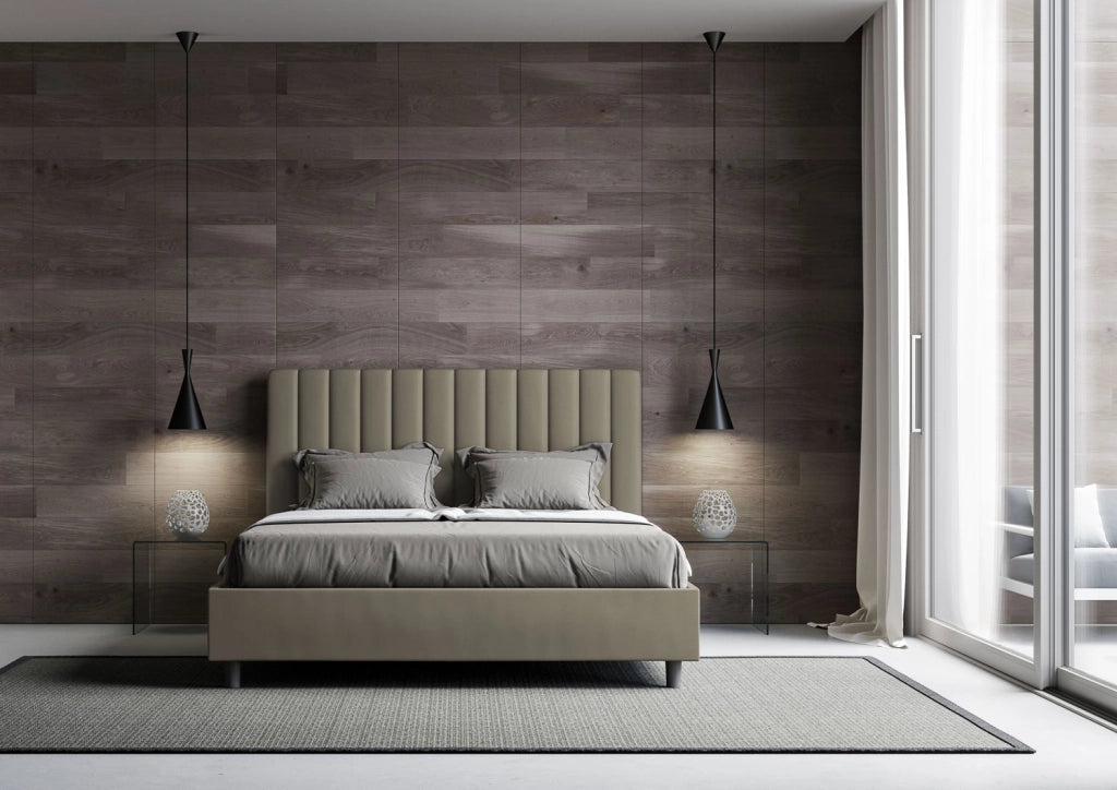 BS COM Letto matrimoniale king size con rete imbottito 170x210 similpelle cappuccino