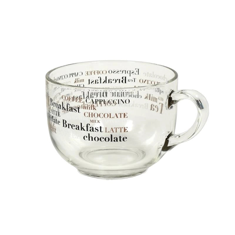 TAZZA JUMBO BREAKFAST CON SCRITTE IN VETRO 700CC