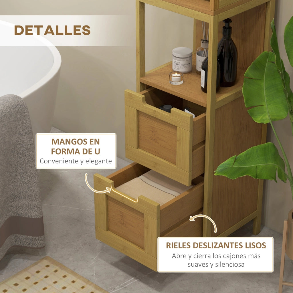 Armadietto per Bagno con Ripiani e Cassetti ¨C zephmum ¨C 30x30x144 cm