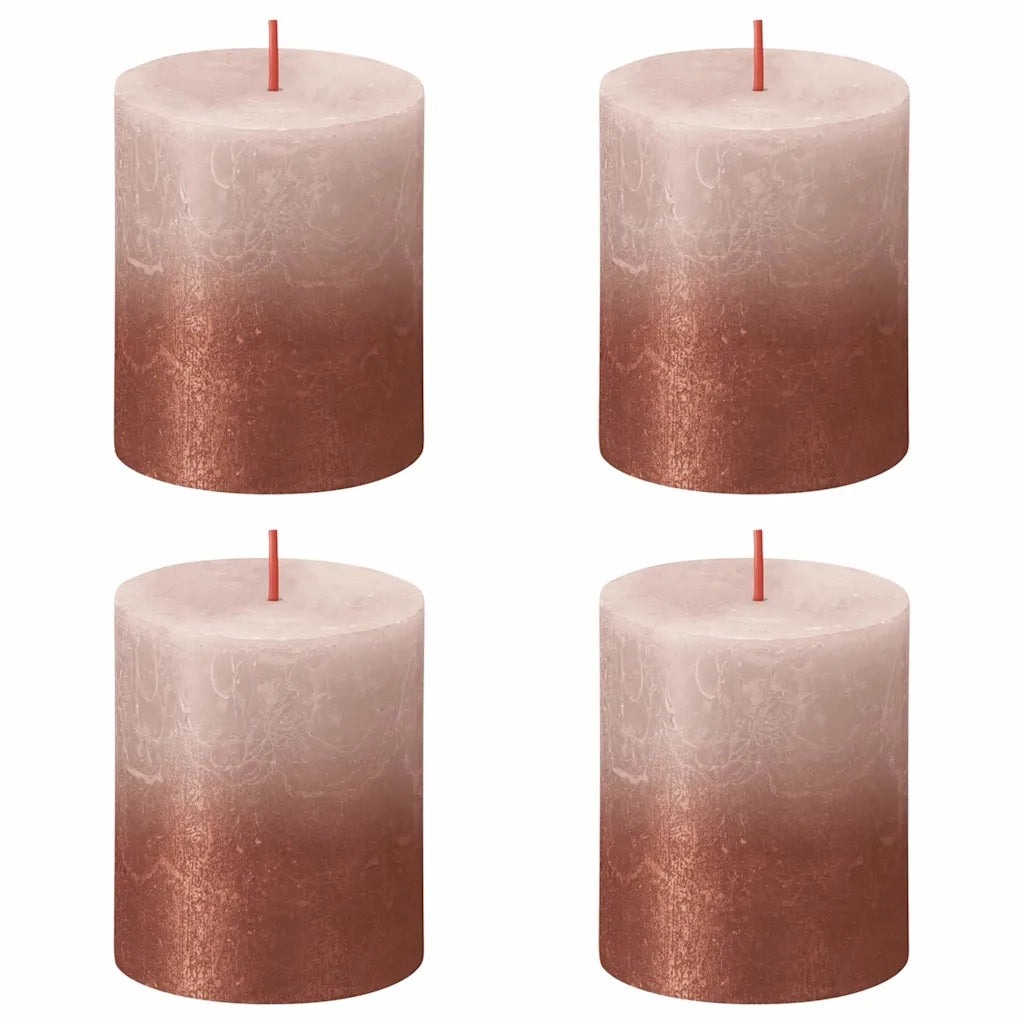 Bolsius Candele Pilastro Rustiche Sunset 4 pz 80x68 mm Rosa e Ambra 440897
