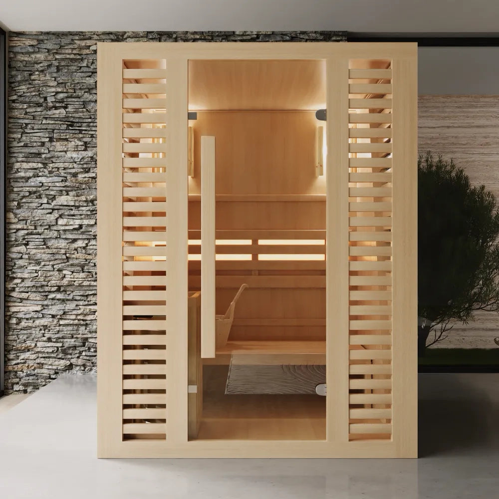 Sauna finlandese da interno 150x120cm h190cm in legno hemlock | Abisko