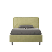 Letto 1 Piazza E Mezzo 130x200 cm con Rete e Contenitore Imbottito in Microfibra Antea Large Tè Verde