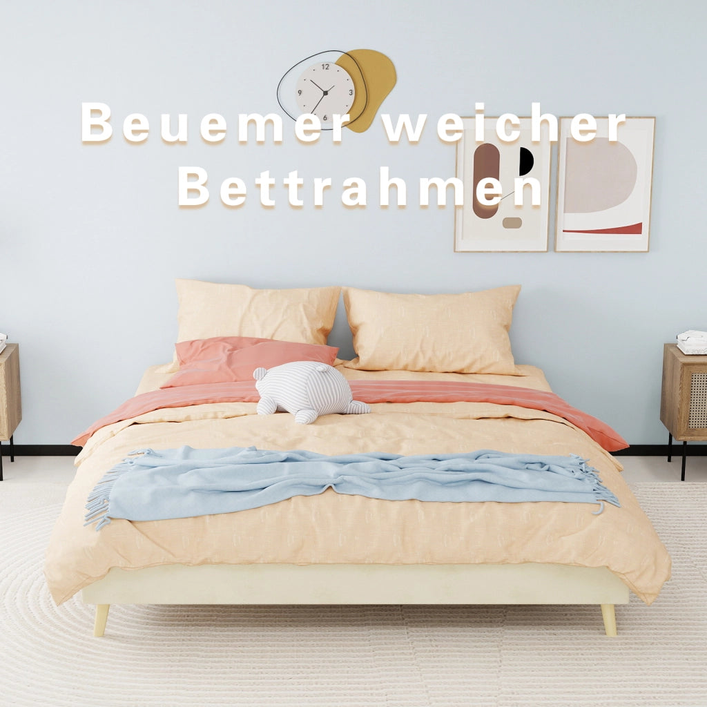 letto moderno tessuto e metallo beige 160 x 200 cm