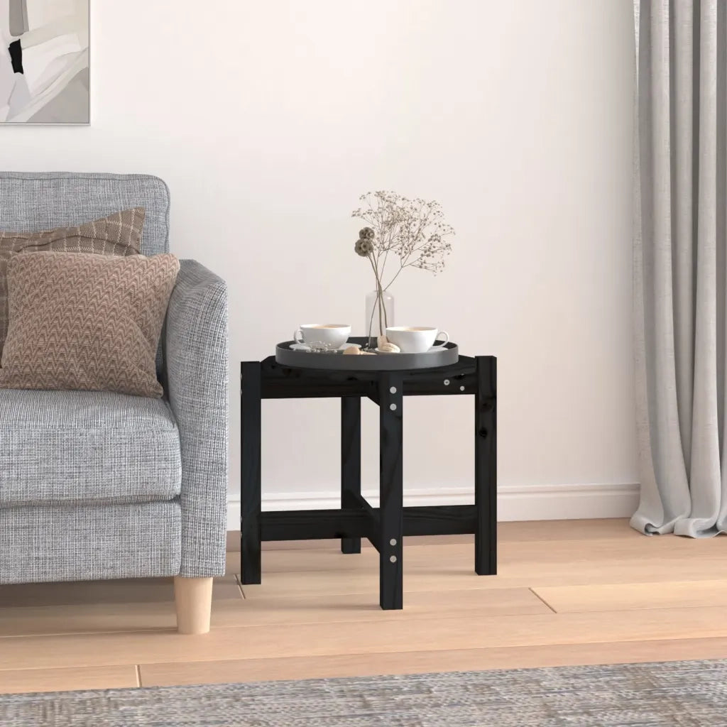 Tavolino da Salotto Nero Ø 52,5x45 cm in Legno Massello di Pino 822311