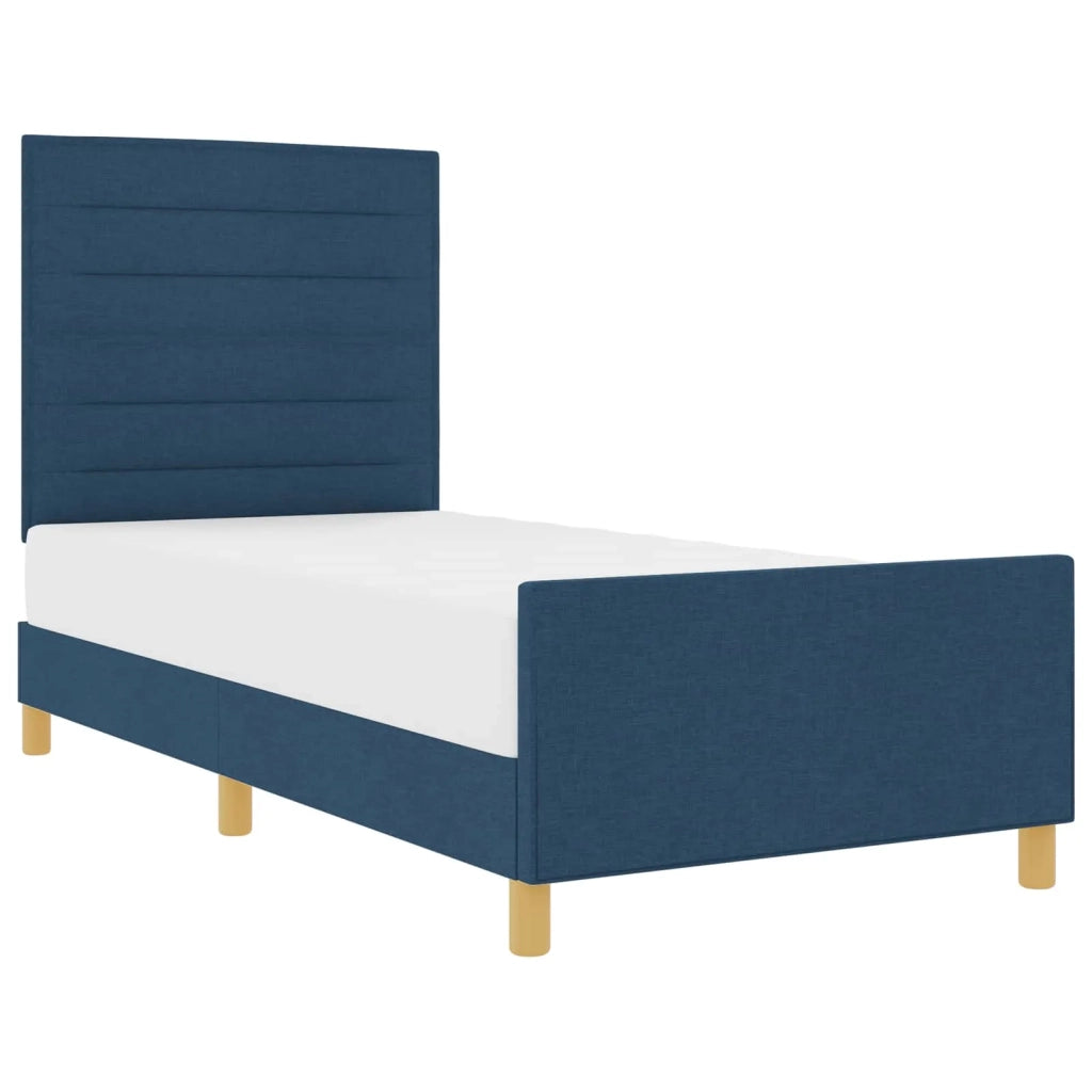 Struttura del letto con testiera Blu 100 x 200 cm Tessuto