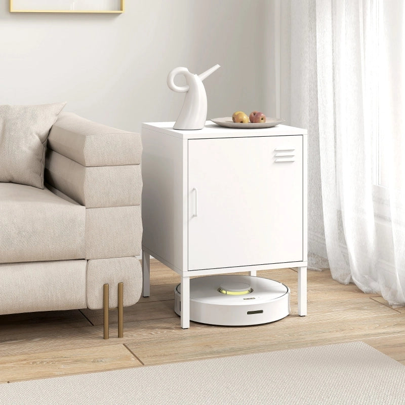 Comodino in acciaio con ripiano regolabile a 3 livelli e piedini regolabili bianco 40 × 40 × 56 cm