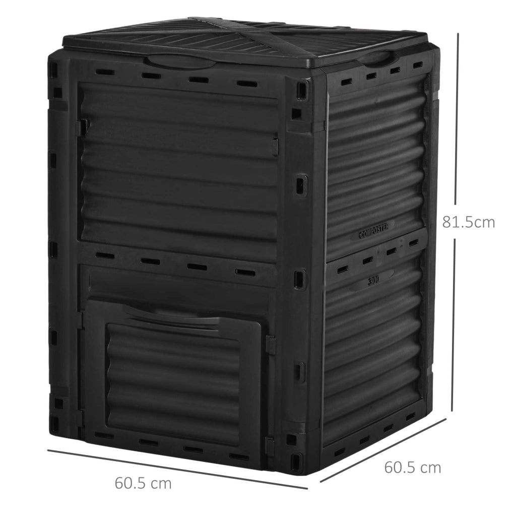Compostiera da Giardino 300L ¨C zephmum ¨C Plastica Nera