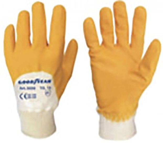 Goodyear guanti in cotone e nitrile taglia 9 colore giallo/bianco, guanti da lavoro