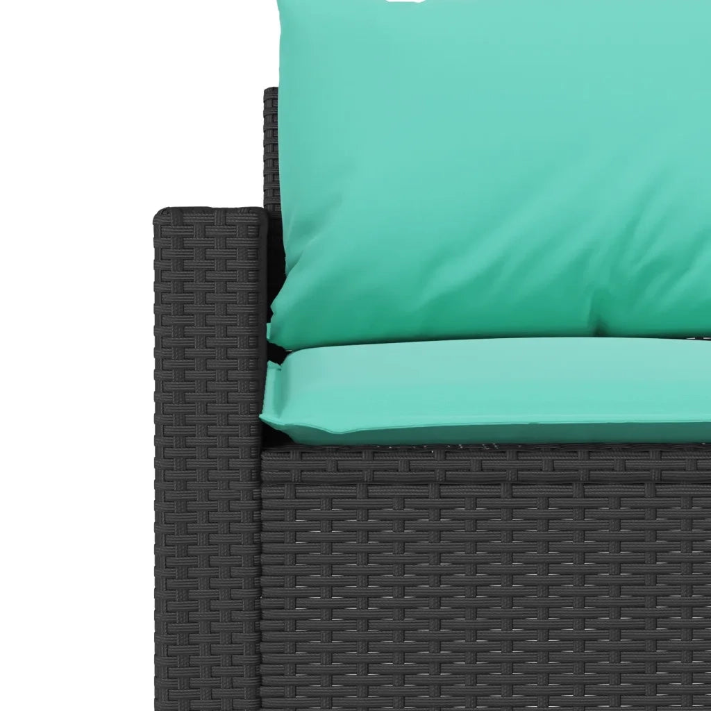 Divano da Giardino a 3 Posti con Cuscini Nero in Polyrattan 366349