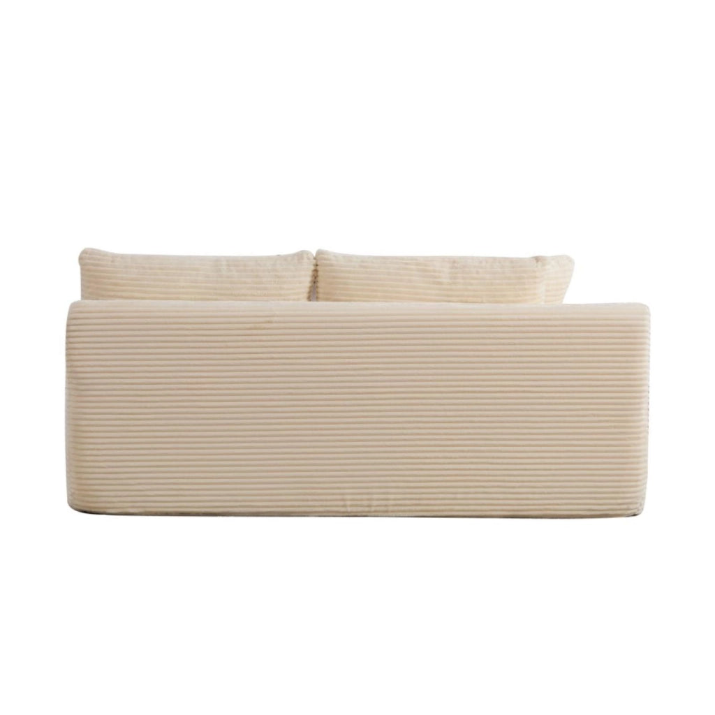 Divano compatto, divano modulare, tessuto chenille, schiuma ad alta elasticità 30D, base antiscivolo, 2 posti, bianco avorio