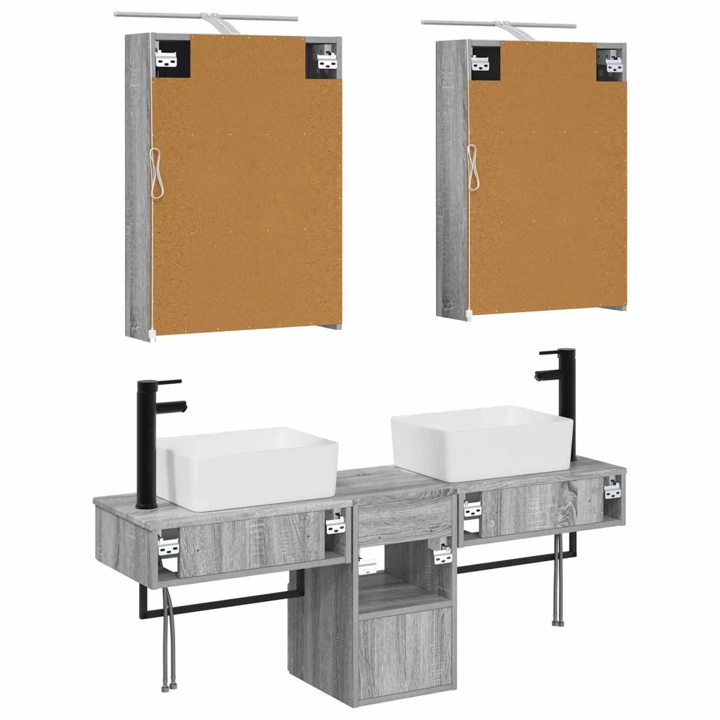 Set di Armadi da Bagno 5 pz Sonoma grigio Legno ingegnerizzato 3406316