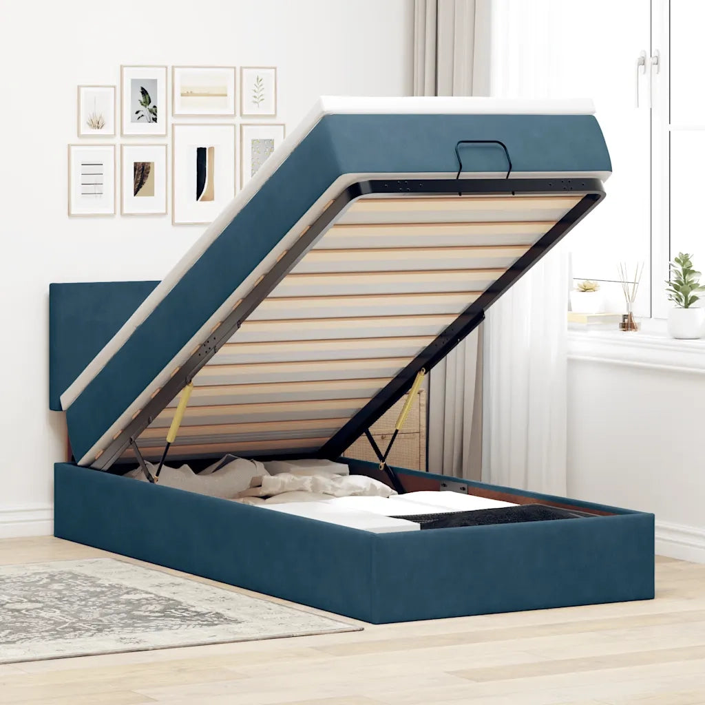 Struttura Letto Pouf con Materasso 90x200 cm in Velluto
