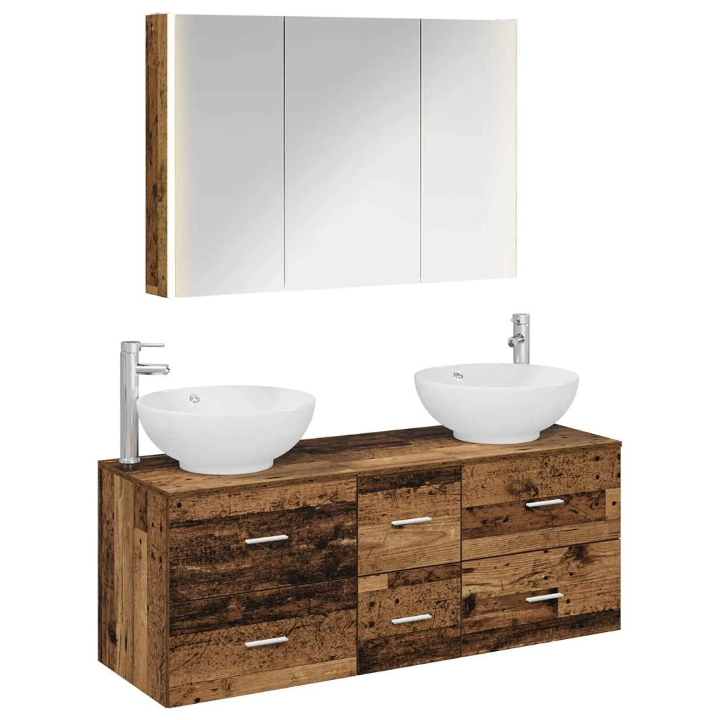 Set di mobili per il bagno 4 pz Legno antico 3406989
