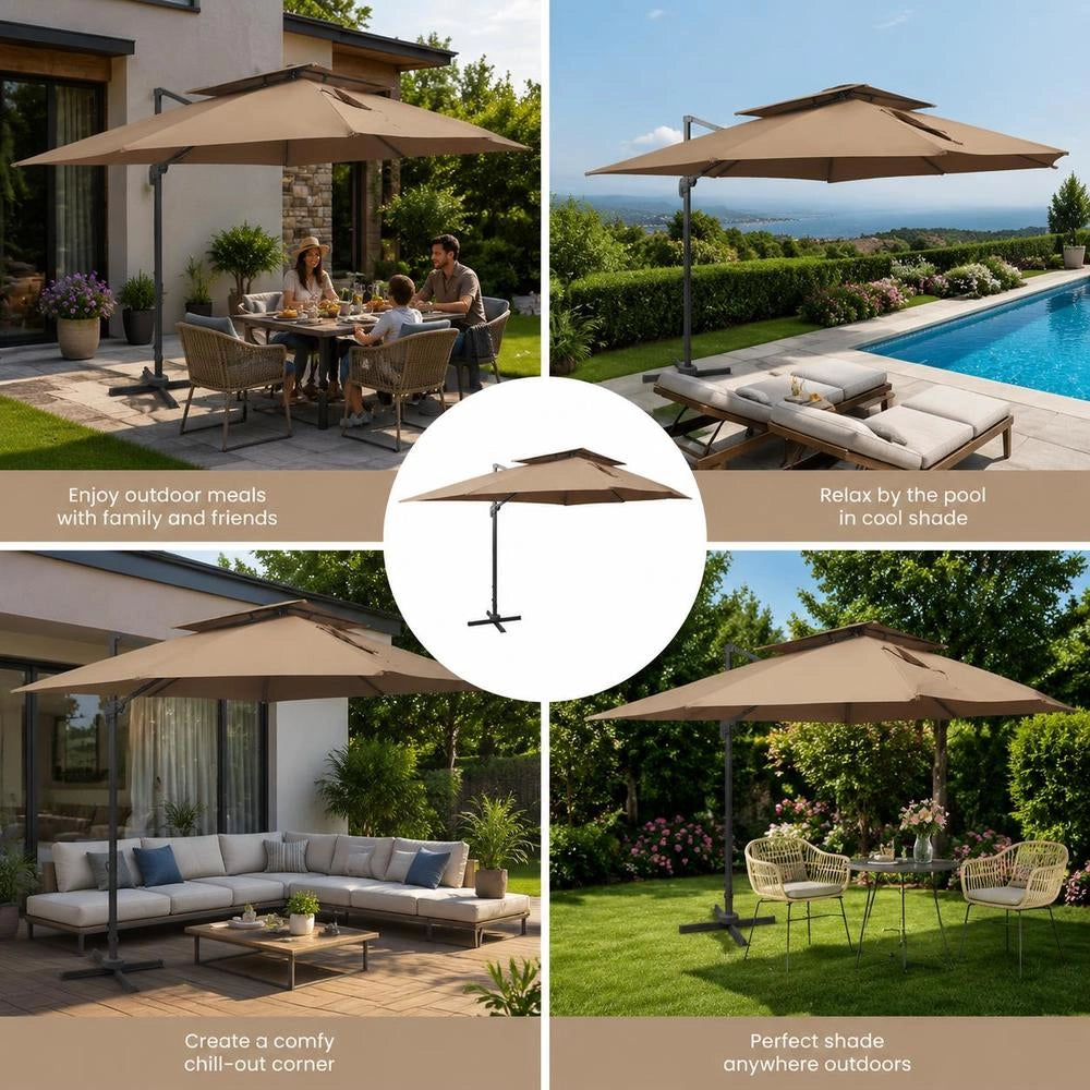 Parasol With Ventilation 400x300 Cm Taupe