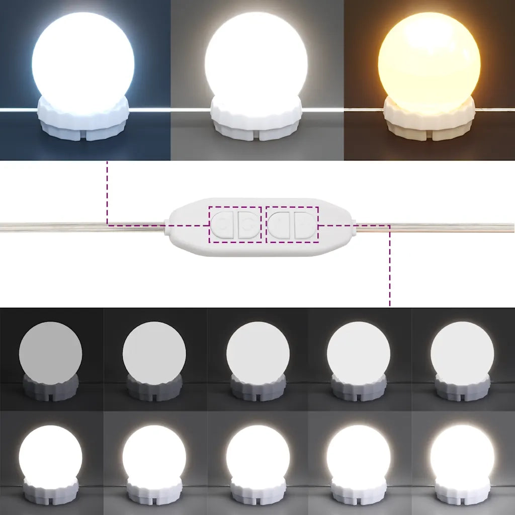 Toeletta | Tavolo da Trucco con LED 95x50x133,5 cm in Legno Massello di Pino