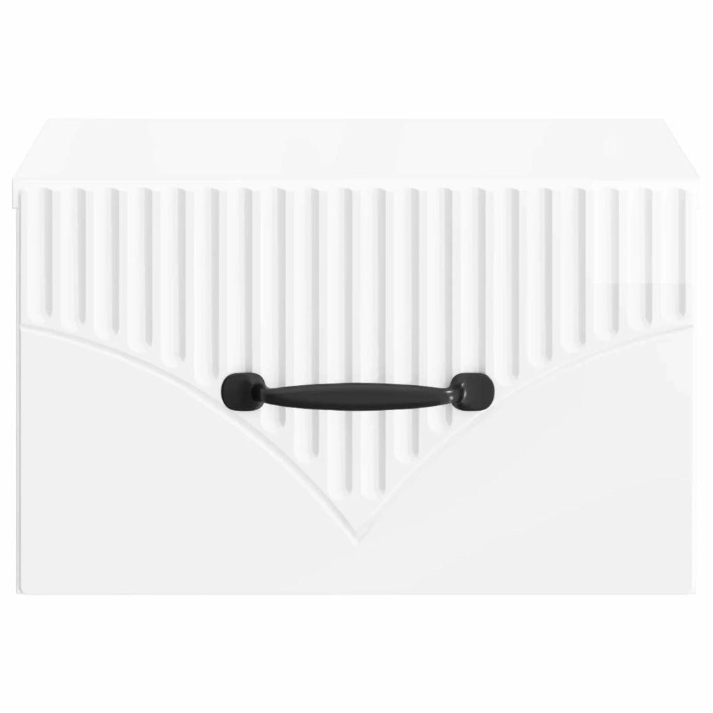 Set di 2 Comodini | Armadio da Notte | Mobiletto da notte a muro Bianco Lucido 34,5 x 33 x 20 cm