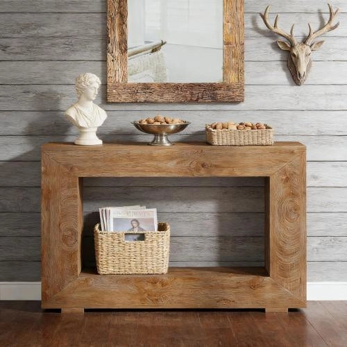 Consolle con spazio contenitore in pannello truciolare marrone stile rustico per ingresso e soggiorno
