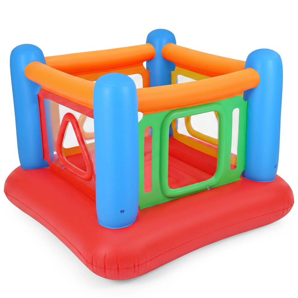 Castello gonfiabile per bambini 3+ anni tunnel gioco tappeto salta gonfiaggio semplice, Trampolino elastico per compleanno e feste Blu