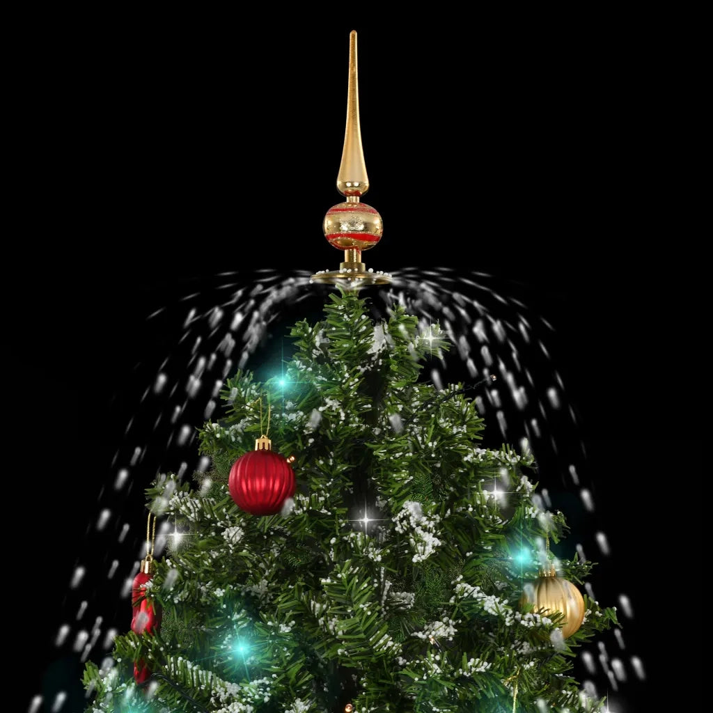 Albero di Natale con Neve e Base a Ombrellone-Albero Natalizio-Decorazioni natalizie Verde 140 cm
