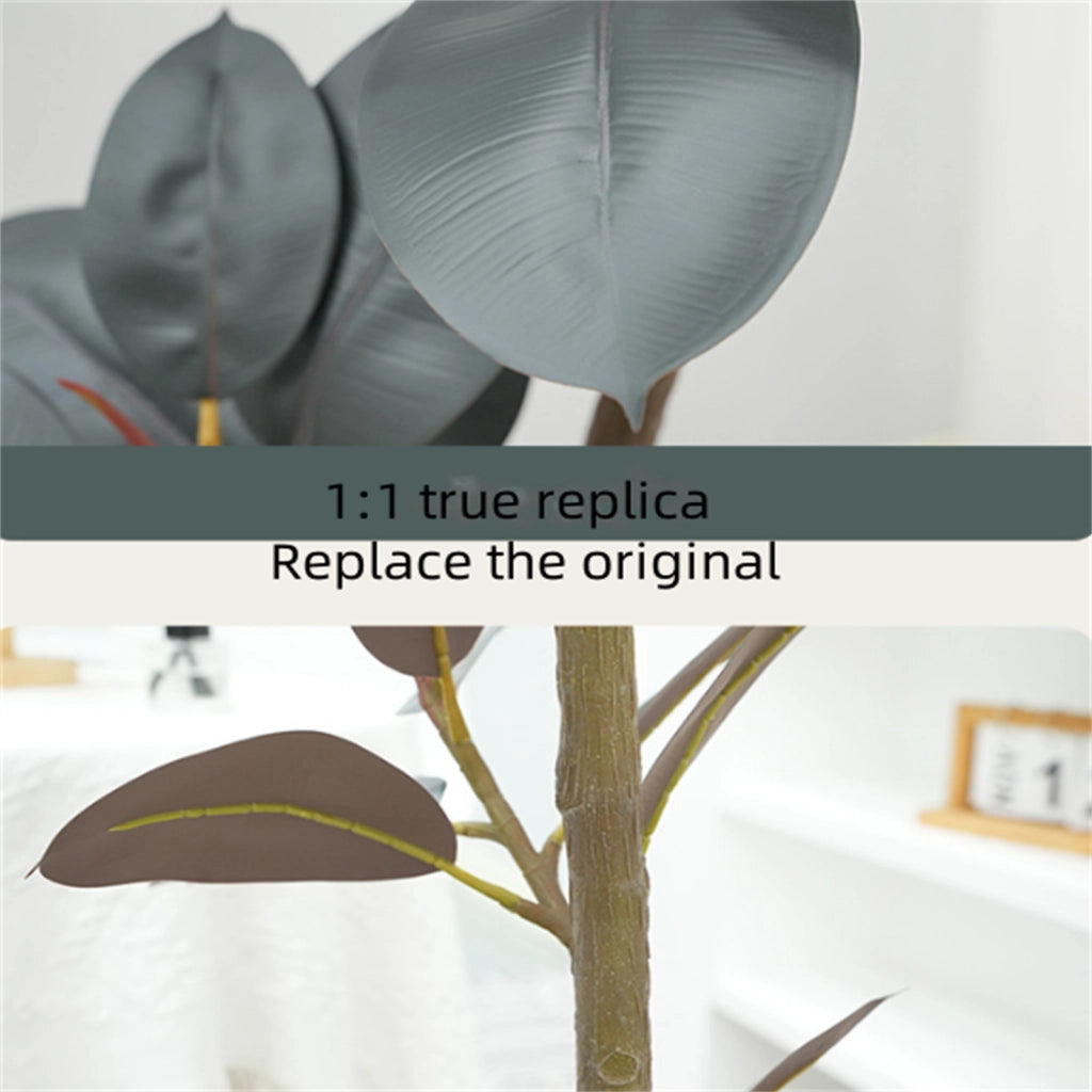 Set 2 Piante di Ficus Elastica Artificiale 120 cm Albero di Gomma con Vaso