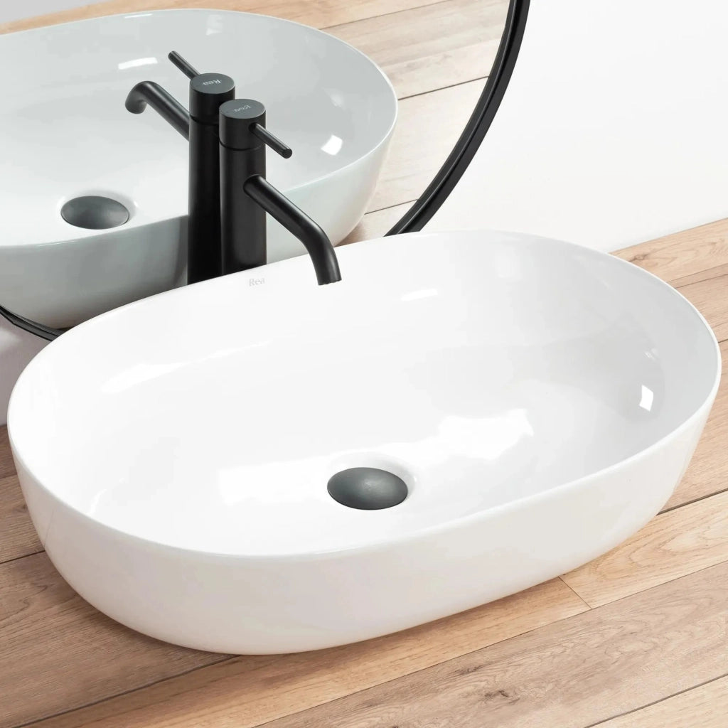 Lavabo Da Appoggio In Ceramica Cleo White-rea