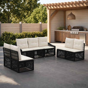 Set Divano da Giardino 7 pz Nero polyrattan 3435973