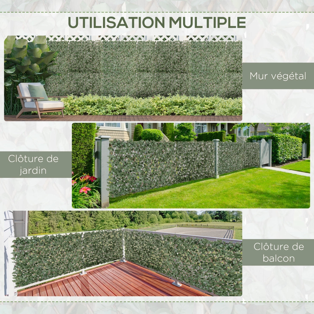 Set 4 Siepi Artificiali Edera ¨C Minimal ¨C 200x100 cm Verde Poliestere