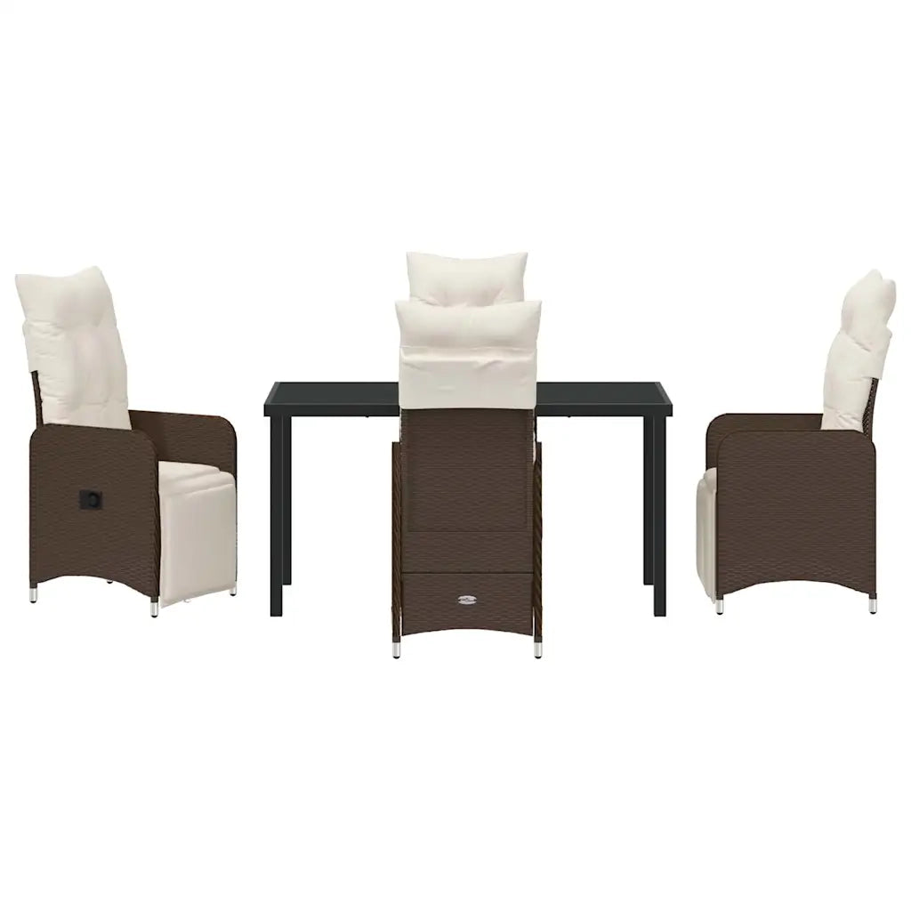 Set da Pranzo per Giardino con cuscino 5 pcs Marrone polyrattan 3379669